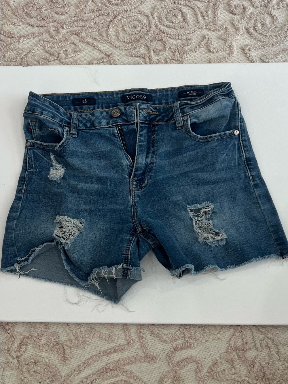 Vigoss Women's Distressed Denim Shorts - Dark Blue